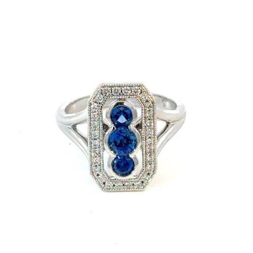 Ceylon Sapphire & Diamond Ring – 18ct White Gold