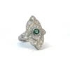 Teal Sapphire & Diamond Antique-Style Ring – Platinum