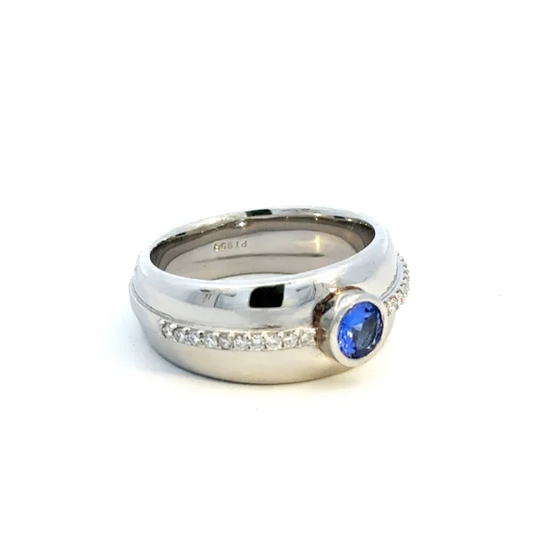 Untitled 10 10 10 10 10 8 Lab-Grown Sapphire & Diamond Ring – Platinum