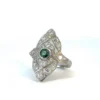 Teal Sapphire & Diamond Antique-Style Ring – Platinum