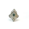 Teal Sapphire & Diamond Antique-Style Ring – Platinum