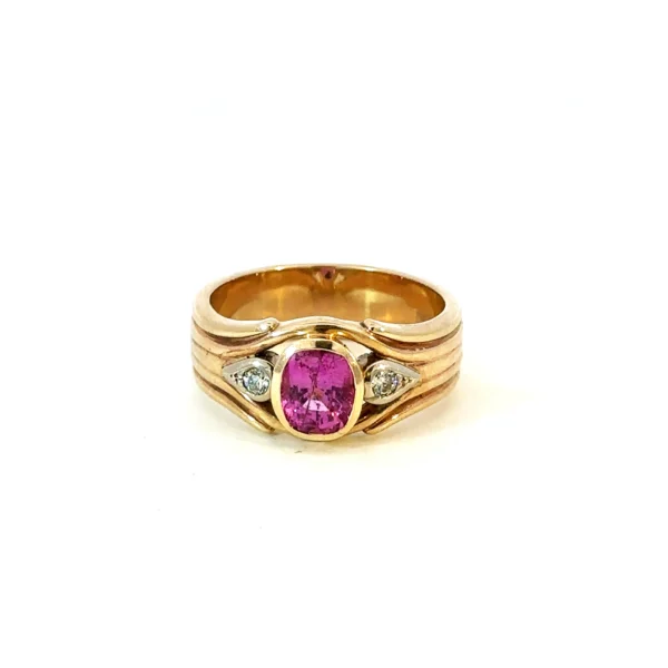 Untitled 10 10 10 10 4 Pink Sapphire & Diamond Ring – 9ct Yellow Gold