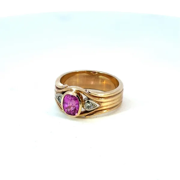 Untitled 10 10 10 10 5 Pink Sapphire & Diamond Ring – 9ct Yellow Gold