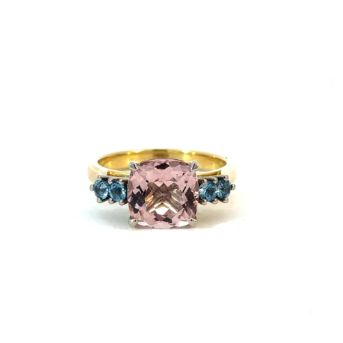 Morganite & Aquamarine Ring – 18ct Yellow & White Gold