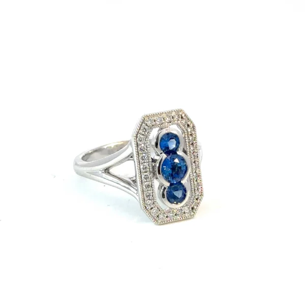 Ceylon Sapphire & Diamond Ring – 18ct White Gold