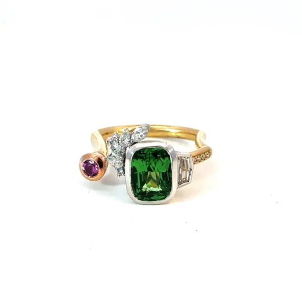 Award-Winning Tsavorite & Diamond Dress Ring
