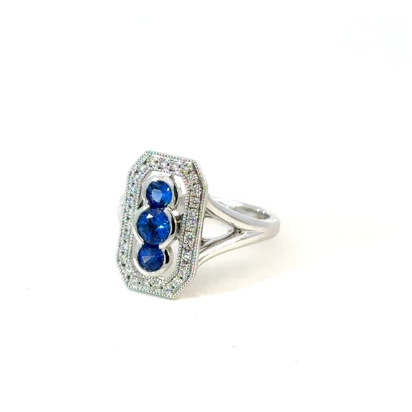 Ceylon Sapphire & Diamond Ring – 18ct White Gold