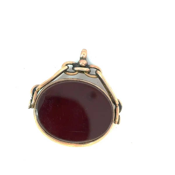 Antique Bloodstone & Carnelian Pendant – 9ct Yellow Gold