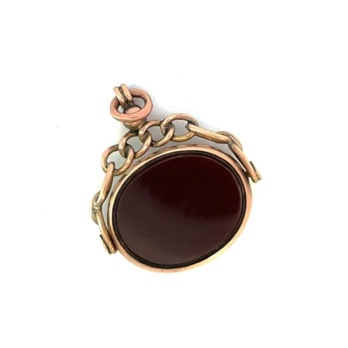 Antique Bloodstone & Carnelian Pendant – 9ct Yellow Gold